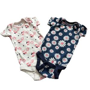 White, Pink, and Blue Bundle of 2 Gerber Onesies
